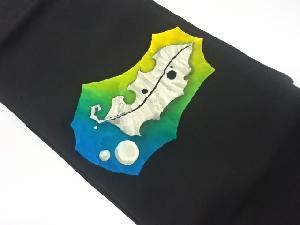 塩瀬抽象葉模様名古屋帯